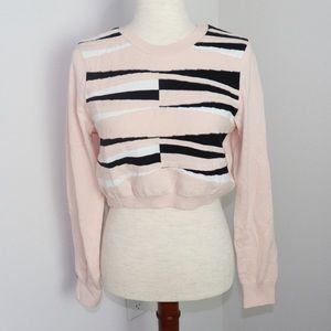 NWT River Island Glamathon Cropped Sweater Pink White Black Color Block 4 or 12